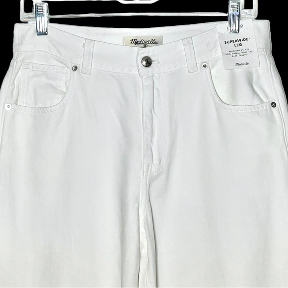 NWT Madewell Petite Superwide-Leg Jeans: Airy Denim Edition, Tile White, 28P - Picture 8 of 16